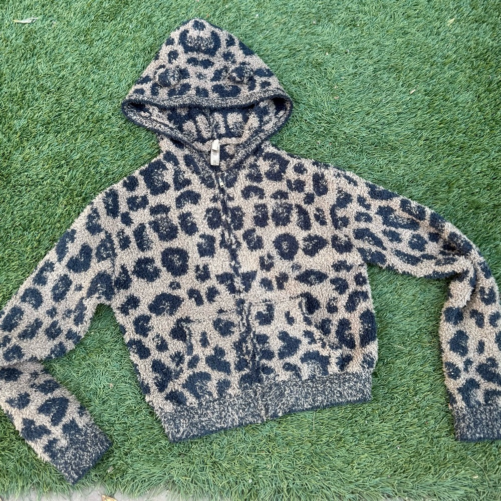 SKIMS Leopard Print Hooded Jacket - Black and Cream